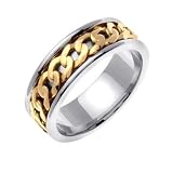 14k Gold Two Tone 7mm Celtic Link Wedding Band 4024