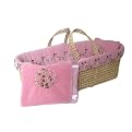 Floral Ribbon Velvet Moses Basket - Pink