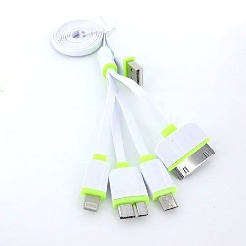 cable life high quality 4 in 1 Multiple Adjustable USB Adapter Charging Cable Connector And Micro USB for iPhone 6, 6 Plus, 5 / 5S / 5C, iPad 4th Gen, iPad Air, iPad Mini, iPod touch 5th Gen, iPod Nano 7th Gen, Samsung Galaxy S5 and Samsung Galaxy Note 3 (light yellow with white)