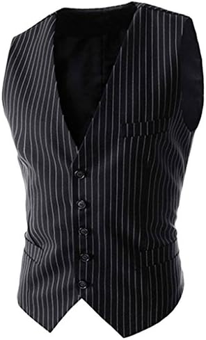 Chantye Men's Pinstripe Formal Casual Slim Fit Business Suit Vest Waistcoat