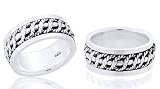 Celtic Style Spinner Ring Band Oxidized Sterling Silver