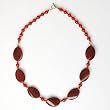 Handmade Carnelian Necklace With Silver Floral Beads
