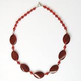 Handmade Carnelian Necklace With Silver Floral Beads