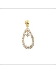 14k Yellow Gold, Teardrop Shape Pendant Charm Lab Created Gems 10mm Wide