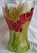 Kitchen & Housewares : Hand painted glass vase Poppy design
