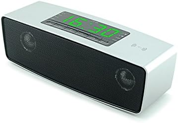 HKING Ultra-Portable Wireless Bluetooth Speakers,Powerful Sound with build in Microphone,Bluetooth Wireless Speaker for 5-8 hrs iphone 6,iphone 6 plus,iphone 5,iphone 5s,iphone 4,4s,IPAD AIR,IPAD AIR,MACBOOK PRO,samsung galaxy s3,SAMSUNG GALAXY S6,GLAXY S6 EDGE,S3,S4,S5,LG G2,G3,SONY XPERIA Z2,Z3,Z4,Music Streaming & Hands-Free Calling w/ 6W + 6W 40mm Driver Speakerphone, Built-in Mic, 3.5mm Audio Port, Rechargeable Battery for Indoor & Outdoor Use 2015 Clock Portable Bluetooth Speakers Wireless Smart Hands Free Speaker With Big power subwoofer FM Radio Support TF and USB,NEW NFC Display Bluetooth Speaker Mini Bluetooth speaker Portable Wireless speaker Sound System 3D stereo Music surround,LED display NFC speaker bluetooth 3.0 wireless outdoor speaker stereo subwoofer speaker support USB&TF slot+ Clock+APP, (SILVER)