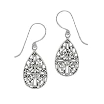 Sterling Silver Celtic Teardrop-Shaped Drop Earrings