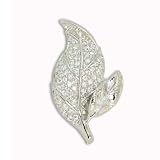Julie's C.Z Leaf Pin-Complete Solid Sterling Silver Sparkling C.Z Diamond Leaf Pin