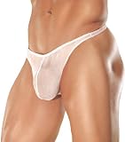 see thru underwear-Mens Sheer White Thong Underwear