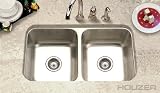 Houzer ED-3108-1 Elite 31-1/2-by-17-15/16-Inch 50/50 Undermount Double Bowl Stainless Steel Sink