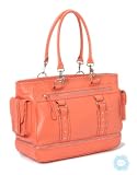 Whipstitch Leather Diaper Bag in Guava