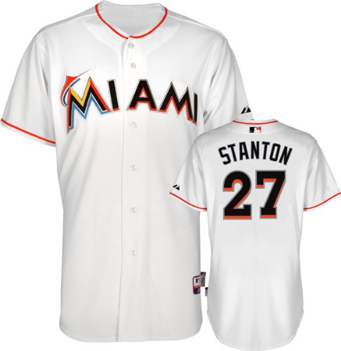 Mike Stanton Jersey: Miami Marlins #27 Home White Authentic Cool Baseâ
