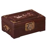 Handmade Mother Of Pearl & Wood Jewelry Box With Mirror - Chinese Tree Peony Design