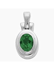 14K White Gold Oval Cut Chrome Tourmaline Pendant -- LIFETIME WARRANTY