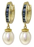 14k Solid Gold Sapphire Earrings with Pearls