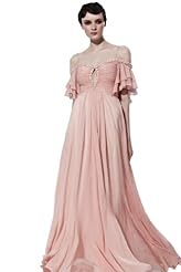 Short Sleeves Backless Beaded Lace Crystals Sequined Applique Crystal Chiffon/Taffeta/Tulle Evening Dress 