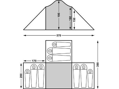 Skandika Daytona Deluxe XXL Tente de camping familiale 9 personnes 570 x 390 cm