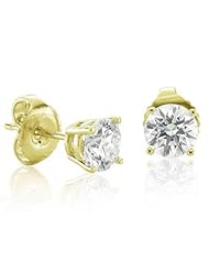 14k Yellow Gold Round Brilliant Cut Diamond Stud Earrings (GH, SI, 0.50 carat)