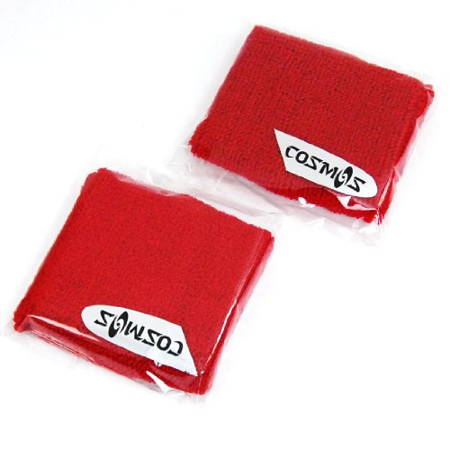 1 pair of COSMOS Red cotton sports basketball wristband / sweatband wrist sweat band/brace