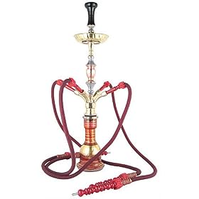 36" 4 Hose RA Trimetal Egyptian Hookah Red
