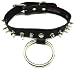Black Leather Spiked O Ring Choker Fetish Collar Sub