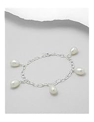 White (Natural) Fresh Water Pearls Bracelet In 92.5 Sterling Silver