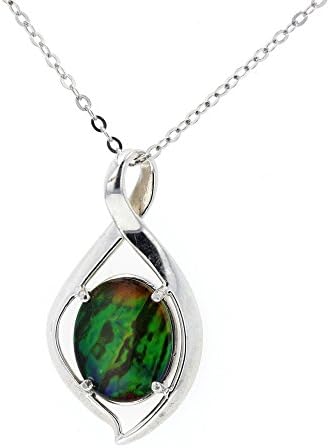 Ammolite Pendant Silver & Ammolite Pendant with 18" Sterling-silver Chain