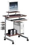 Mobile Dark Walnut Computer Desk with FREE EXPEDITED DELIVERY (PC24w)