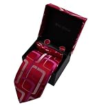 Red Microfiber Tie Set excellent red Checkered Tie, Cufflinks, Hankchief, Matching Fabric Box D. Smith Tie Set DAD1028