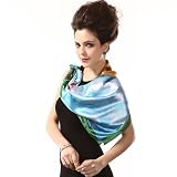 Whitecollar Womens Silk Fabric Scarf the Sky Fine Sewing 90cm By 90cm Blue
