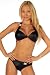 Black Two Piece Rhinestones Low Cut Brazilian Bikini Swimsuit , Small
