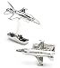 F-16 Fighter Jet Plane Silver Cufflinks Cuff Links