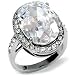 Stainless Steel Oval CZ Engagement Ring SZ 9