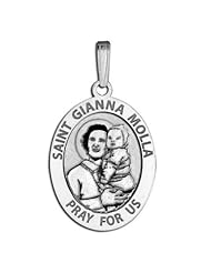 Saint Gianna Beretta Molla Oval Medal - Available in Solid 14K Yellow or White Gold, or in Sterling Silver