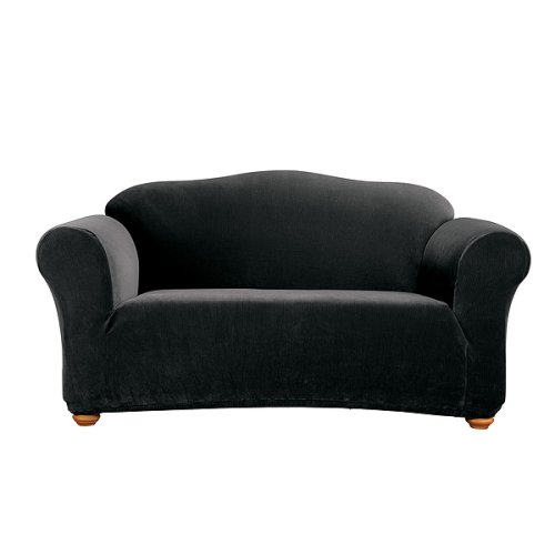 Casual Home Stretch Rib Loveseat Slipcover - Ebony