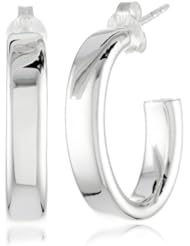 Sterling Silver Small Flat Tube Oval Post Hoop Earrings