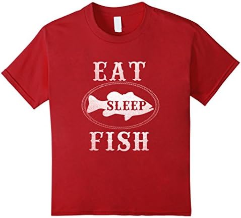 Kids Funny Fishing Shirts Gift Eat Sleep Fish 8 Cranberry