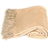 Review Empress Silk  / Silk Fringed Throw - Camel
