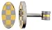 Oval Shape, Surgical Steel Cuff Links Gold Plated Checkered Pattern
