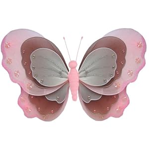 13 Pink, Brown and White Triple Layered Butterfly nylon hanging ceiling wall baby nursery... by Bugs-n-Blooms
