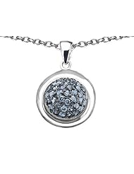 Original Star K (tm) Round Puffed Pendant with Simulated Aquamarine in 925 Sterling Silver