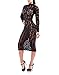 Sexy Womens Black Floral Lace Long Sleeve Bodycon Evening Cocktail Mini Dress (US L, Black)