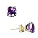 10K Yellow Gold Cushion Cut Amethyst Stud Earrings title=