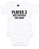 (プレーヤー３　ゲームに参加しました。) Player 3 Has Entered The Game, プリント　ベビースーツ - 白/黒 6-12 ヶ月