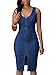 Cfanny Women's Faddish Gold Zipper Slit Front Midi Denim Dress