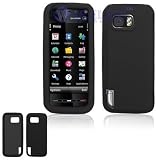 Black Solid Silicone Skin Cover Case Cell Phone Protector for Nokia XpressMusic 5800