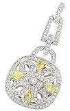 Pave Diamond Milgrain Trim Pendant with Fancy Yellow