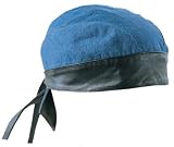 Blue Denim/Reversible Black Do Rag Biker Motorcycle Skull Cap