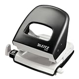 Leitz 5008 Punch 2-Hole Metal Robust with Hardened Cutters Capacity 25x 80gsm Black Ref 5008-00-95