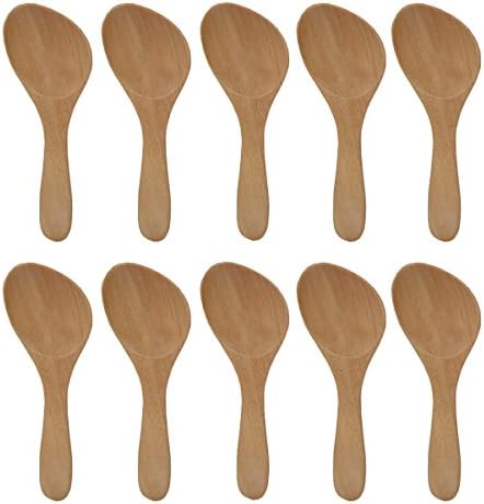 Wooden spoon, wooden Hevea brasiliensis new design shape size. 4.7 inch 10 pcs / pack.